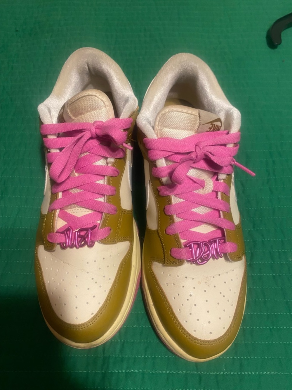 Unique Nike Dunks Bronze Low-Top Sneakers with Cream Insole and Pink Accents